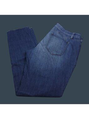 Ann Taylor Womens Slim Boyfriend Jeans 12 Medium Wash Low Rise Stretch Raw Hems